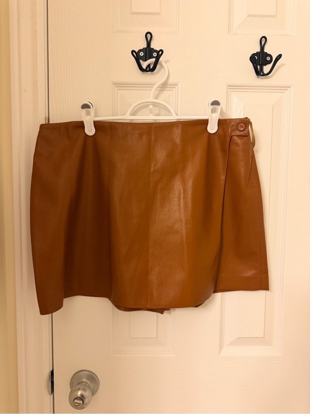Nanushka Cognac Faux Leather Mini Skorts